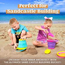 ¡RecomendadoJOYIN Cubo de Playa Plegable Paquete -3 Bolsa Cubo de Juguete de Playa Plegable, con Pala y Mochila de Malla, Adecuado para Fiestas de Playa para niños, Equipo de Campamento, Viajes, Cubo de Pesca¡Top de Temporada - Naranja/Azul/Verde - Ver 4