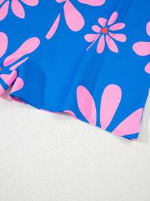 Acelitt Mono holgado de camisa con estampado de flores azul de verano, cuello camisa y botones frontales