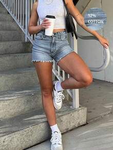 Quần short denim rách kiểu vintage mùa hè, quần short mini ôm sát gợi cảm, đa năng. - Rửa nhẹ - Xem 4