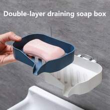 2pcs/1pc Wall-Mounted Soap Bar. Household Bathroom Storage Rack With Drainage. Household Soap Bar, No Need To Drill Holes, With A Drain Rack. High-End New Soap Stand In The Bathroom. Double-Layer Storage Rack In The Bathroom. Back To School