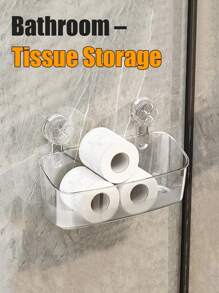 PET transparentes Badezimmer, Dusche, Küche, Toilette Aufbewahrungsregal - 2 Farben (Klar Weiß & Rauchgrau), klebefrei mit Saugnapf-Befestigung und Twist-Lock Luftfreigabe-Technologie, bohrlochfreie Wandmontage ohne Beschädigung, wiederverwendbares Mehrzweck-Aufbewahrungsregal für Gewürzgläser, Toilettenartikel, Toilettenpapier, Badezimmerzubehör, feuchtigkeitsbeständig, platzsparendes Design Rückkehr zur Schule