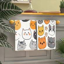 2 paños de cocina con estampado de cabeza de gato, toallas de cocina de alta absorción, ideales para cocinar, hornear, usos en la cocina y el baño