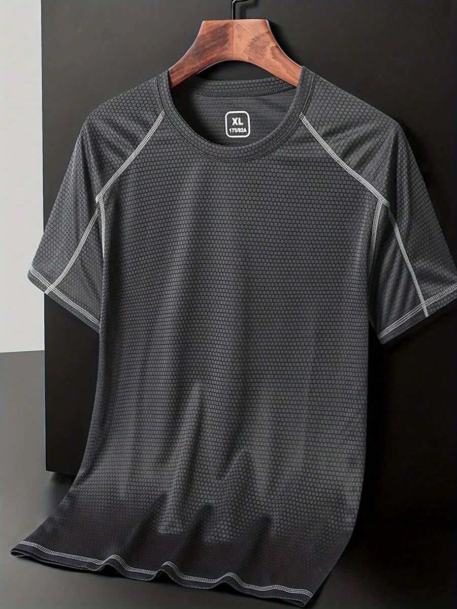 High-End Breathable Quick-Dry Casual Sports Outdoor Running Short Sleeve T-Shirt For Men, Mesh Fabric, Summer Lightweight