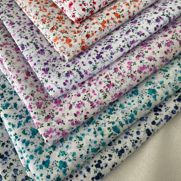 1pc Soft Floral Fabric, 100% Polyester, Available In 6 Colors: Pink, Orange, Light Blue, Blue, Fuchsia, Purple, Suitable For Tablecloth, Curtain, Pillow Cover, Umbrella, Fan, Handbag, DIY Crafts