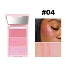 4PCS Blush, Highlighter & Contour Palette | Long-Lasting, Blendable, Waterproof, Gloss Finish, Perfect For All Skin Types, With Mirror-Finish Compact - Pink/Red Shades