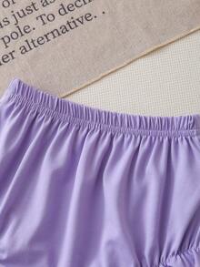 3件套新生女婴纯色荷叶边连体短裤，夏季