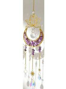 1pc Crystal Sun Catcher, Sun Catcher With Natural Raw Stones Crystal Prism Suncatcher, Rainbow Maker Pendant For Garden Yard Indoor Window Room Decor Bedroom Decor Home Decor Wall Decor