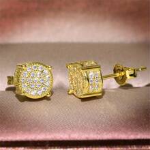 Men's Women's Earrings Round Around Rhinestone Earrings