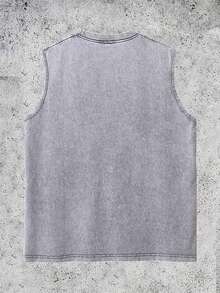 Retro Men's Washed Vest, Simple And Versatile, 2025 Novel Vest, Street Outdoor Fashion Items. - Grey - View 2