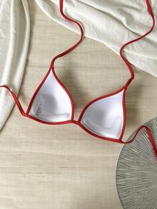 1pc Graduation/Independence Day Red Striped Camisole, Versatile Bralette Bikini Top