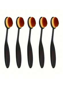 Multi-Functional Ink Blending Brush Set - Multiple Pieces With Precise Flat Brush Tips, Suitable For Artists, DIY Crafts And Cardmaking. Powder Brush - Large Oval Shape, For Liquid And Cream Application, Black Handle, Brown Bristles, Non-Shedding Nylon, Suitable For All Skin Types, Portable And Flexible, Foundation Makeup Brush, Painting Tool Set, Coloring Supplies, Art Supplies, Paint Brushes School Supplies,Back To School - Black - View 3