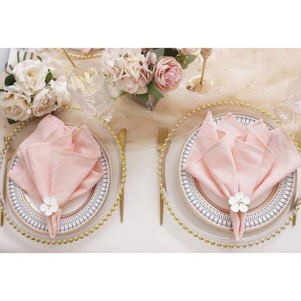 20 Pieces Of Pink Cloth Napkins With Soft Wrinkle Texture, Solid Color Square Cloth Napkins Are Suitable For Christmas, Wedding, Thanksgiving, Party Decoration,Available In A Variety Of Colors