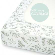 Yoofoss Pack And Play Sheets Fitted, Mini Crib Sheets 2-Pack For Pack N Play Mattress, Stretchy Playard Sheet, Soft And Breathable Green + Leaf - Green+leaf - 查看 6