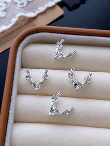 10/24/48颗3D立体优雅银色鹿角、蝴蝶结、星星、蝴蝶结美甲装饰，闪亮白色水晶水钻奢华弧形美甲饰品，合金DIY美甲宝石，适用于亚克力美甲贴纸、手机壳、鞋子、衣服、包包、美甲用品等。 - 彩色 - 查看 28