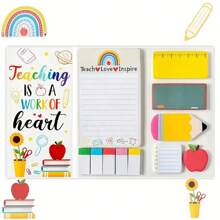 Teaching Is A Spiritual Craft "Sticky Note Paper Set - Colored Self-Adhesive Educational Design, Suitable For Teachers To Use - Including Notebooks, Planners, Pencil Cases, Etc. Ideal School Or Office Supplies, Teacher Gifts, Back To School Season, School Prizes, Birthday Gifts, Party Gifts, Holiday Gifts, Back To School Supplies, Back To School Season Gifts