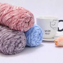 1/3/5 PCS 100g Skein Shiny Chunky Chenille Yarn Crochet Soft Velvet Knitting Wool DIY - Black - View 4