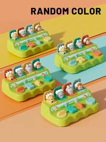 1个捉迷藏惊喜盒，互动弹出式动物玩具，因果游戏，包含奶牛、大象、兔子、狮子玩具，适合18个月以上的幼儿，男孩女孩皆宜，儿童节日礼物，万圣节、复活节、圣诞节、新年，逻辑关系记忆训练玩具，6-12个月宝宝弹出式玩具（按钮颜色随机）