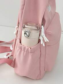 1pc New Versatile High-Quality Plain Color Student Backpack, Lightweight Large Capacity Outdoor Daypack Without Pendant - A - View 7