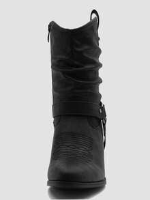 GLOBALWIN Women's Mid Calf The Western Cowgirl Boots Fashion Cowboy Boots For Women Chunky Low Heel Fall Boots Halloween Season - 19yy17 Black2 - 查看 7