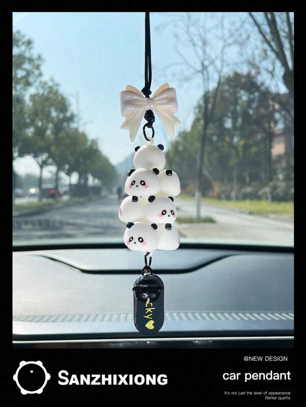 Decoraciones colgantes de animales de dibujos animados lindos, accesorios de espejo retrovisor del automóvil, para mujeres