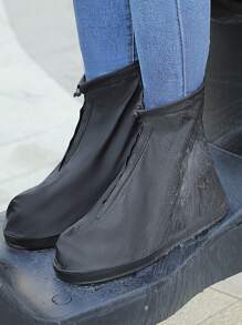 1 par de nuevas cubiertas de zapatos impermeables y duraderas con zipper, de moda y antideslizantes, adecuadas para ciclismo al aire libre, senderismo, convenientes para llevar de viaje