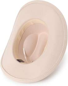 Classic Western Felt Cowboy Hat With Wide Brim For Outdoor Use - 1 Pack Style 2: Beige - View 2