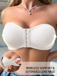 1 件女士纯色舒适简约休闲无缝运动文胸 - 无钢圈抹胸