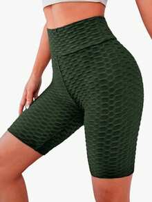 Biker Short Levanta Glúteos con Textura de Panal – Disponible en Varios Colores - Verde Oliva - Ver 4