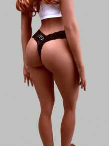 6 piezas Tangas de mujer con flores de encaje sexy