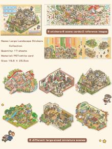 Pegatinas decorativas de casa DIY, pegatinas de paisajismo, pegatinas de escena, pegatinas de escena de casa en miniatura 3D para manualidades de scrapbooking, pegatinas de paisaje, pegatinas de cuaderno, pegatinas de escena de casa pequeña clasificadas a mano, reutilizables, disponibles en varios tamaños