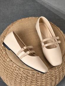 WHDXY Women's Fashion Square Toe Flat Shoes, Fairy Style French Romance Slip-On Loafers, Comfortable Casual & Formal Work Shoes To Pair With Jeans - 卡其色 - 查看 2