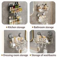[ Thickened Large Suction Cup Storage Rack ] Wall-Mounted Storage Rack For Bathroom, Toilet And Toilet That Does Not Require Drilling And Draining