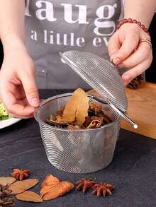 1pc Stainless Steel Tea Ball Infuser, Tea Leaf Strainer, Herb Spice Seasoning Holder, Kitchen Cooking Accessory - Multicolor - View 5