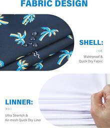 Bañador de hombre con forro de compresión, pantalón corto de baño de 5 pulgadas de entrepierna para hombres - Azul marino de palma - Ver 5