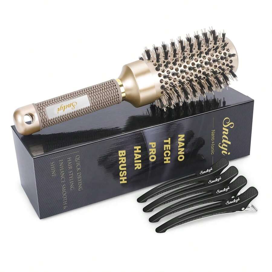 Round Brush For Blow Drying, Nano Thermal Ceramic &Amp; Ionic Tech Hair Brush With Boar Bristles, Professional Round Barrel Brush For Styling, Curling &Amp; Straightening By Sndyi (2.9 Inch, Barrel 1.7 Inch) - 1.7 Inch (Pack of 1) - 查看 1