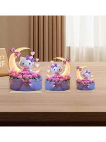 Sanrio 3 Stücke Ferienhaus-Tierstatuen-Ornament, kreative süße Pyjama-Frosch-Statuen-Ornamente aus Harz, geeignet für Wohnzimmer, Schlafzimmer, Arbeitszimmer, Büro, Desktop-Statuen-Ornamente