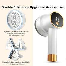 1pc Fabric Razor, Lint Remover USB Rechargeable 6-Blade Blade LED Display Electric Lint Razor Portable Clothes Furniture Sweaters Curtains,Fabric Razor - Lint Remover - 白色 - 查看 5