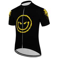Men's Cycle Jersey Set Bicycle Bib Short Set 3D-Printed Solid Color Smile Pattern Sports Clothing Apparel Reflective Stripe 3 Rear Pockets Gel Pad