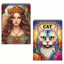 Two Adult Coloring Books With 54 Exquisite Patterns, Unique Design, Spiral Binding, Single-Sided Printing, 11.2 X 8.2 Inches, Different Themes, Suitable For Friend Gatherings, Family Dinners, Birthday Gifts, Christmas Gifts, New Year Gifts, Christmas Gifts, Anniversary Gifts,Back To School,School Supplies