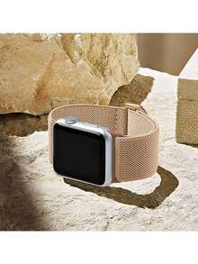 Nylon Watch Band, Compatible With Apple Watch Bands 38mm, 40mm, 41mm, 42mm, 44mm, 45mm, 46mm, 49mm. Soft, Breathable, Elastic Nylon Band. Compatible With Apple Watch Series Ultra/11/10/9/8/76/5/4/3/SE. Men's And Women's Sports And Casual Watch Bands. Easy To Wear - Milk Tea Color - View 5