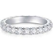 ¡RecomendadoBORUO Anillo de plata de ley con circonita cúbica, elegante banda de plata de ley de 3 mm, anillos de plata de ley para mujer, perfecto para regalar anillos de plata de ley 925, tamaño 4-12¡Top de Temporada - 3 mm - Ver 2