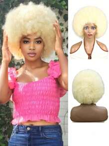 Musik Festival 12 Zoll Afro Krause Schwarz Weiß Pink Blau Lila 613 Grau Braun Synthetische Pony Perücken 70er 80er Jahre Perücken für Frauen und Männer Synthetisches Haar Afro Geflecht Synthetische Perücke mit großem voluminösem und weichem natürlichem Look Voll Pumps Perücke für - Cosplay und Alltagstragen