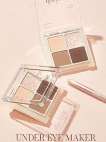 Dasique Paleta de sombras para debajo de los ojos, arena neutra, polvo prensado aterciopelado, efecto difuminado, elevación radiante, fórmula sin apelmazamiento, tonos de uso múltiple, estuche de viaje delgado, diseño de color degradado, maquillaje sin maquillaje, rescate de bolsas bajo los ojos, mejora de ojos con párpados caídos, K-Beauty, maquillaje coreano, 7g/0.25oz