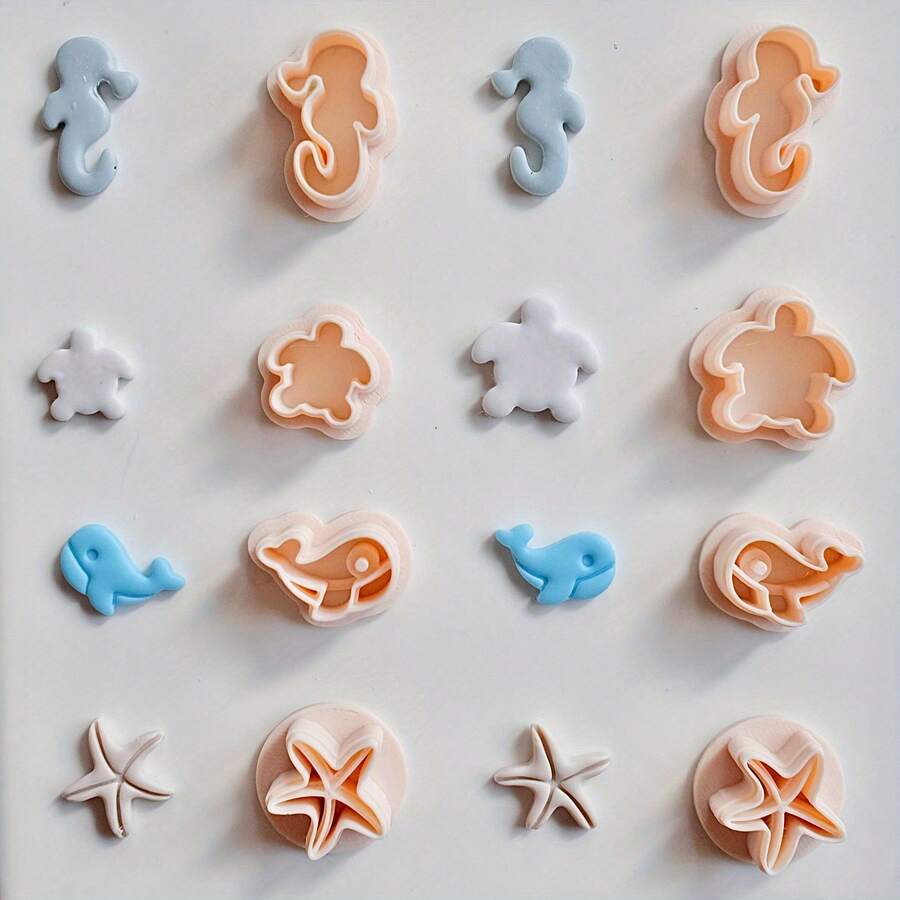 2 件套海马 | 海龟 | 鲸鱼 | 海星聚合物粘土切割器用于珠宝制作海洋动物形状粘土切割器用于吊坠项链耳环制作夏季海滩聚合物粘土耳环珠宝切割器