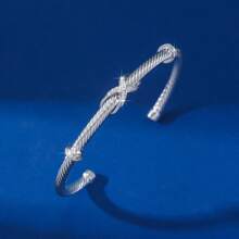 1pc Middle Eastern Style Adjustable Threaded Bangle Bracelet With Zirconia Stones, Suitable For Birthday, New Year Gift
