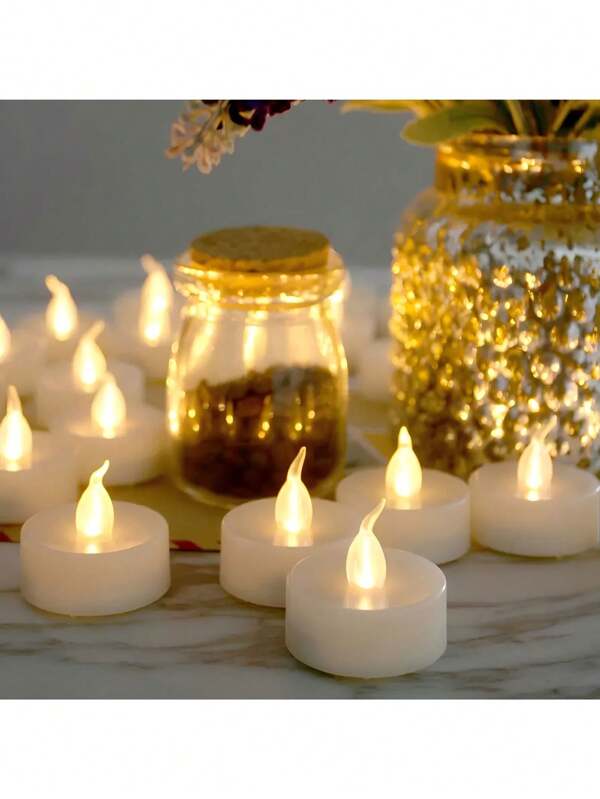 6/24 piezas Lámpara de té con cabezal LED suave y transparente de plástico, a pilas, lámpara votiva sin llama, lámpara de vela realista y brillante con luz parpadeante, blanco cálido para celebrar temporadas y festivales