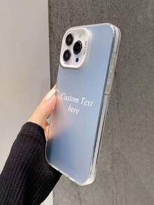1件個性化自定義文字簽名黑色鏡面手機殼，適用於 Apple 16 Pro Max/17 Pro Max/17 Air/S24 Ultra/A17 及其他機型 - 銀色 - 查看 4