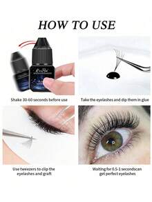 1/2/3 件 5ml/12ml 无味无刺激假睫毛胶水，持久牢固 - 黑色 - 查看 6