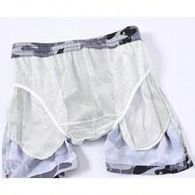 Bóxers de baño para hombre de secado rápido con bolsillos con cremallera y forro de malla - Dk4142 Gris - Ver 4