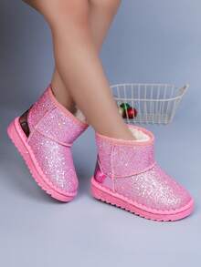 Ein Paar paillettenbesetzte modische Schneestiefel mit rutschfestem und atmungsaktivem Pedal-Design, geeignet für Herbst und Winter (Sohlendesign ist zufällig). (Klein, es wird empfohlen, eine Nummer größer zu nehmen) (Etwas klein, es wird empfohlen, eine Nummer größer zu kaufen)